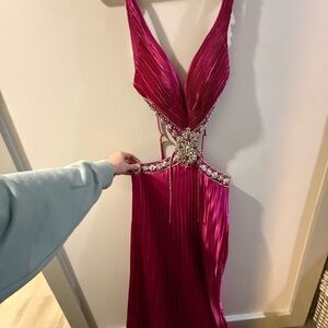 Panoply Fuchsia Backless Gown with Open Sides